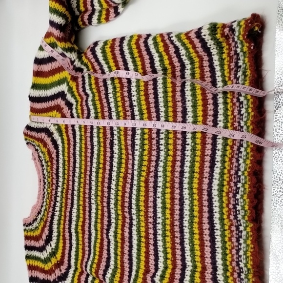 Jodifl multicolor Striped oversized sweater puff sleeve size large green yellow - Picture 9 of 14